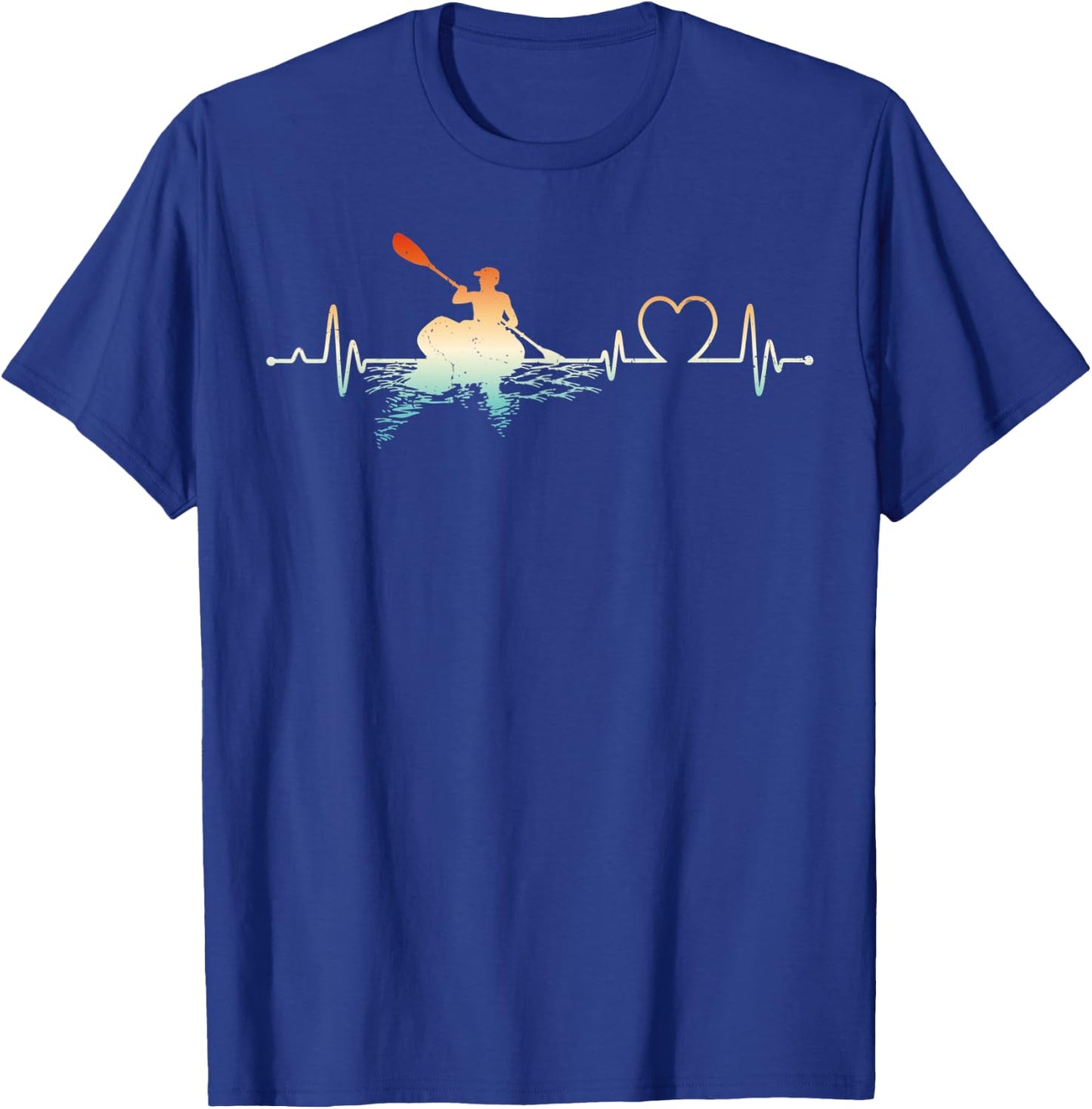 Funny Kayaking Lover Heartbeat Kayak Boat Kayaker T-Shirt - T-Shirt | Royal