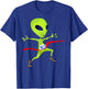 Funny Running Alien , Women & Kids Runners Graphic T-Shirt - T-Shirt | Royal