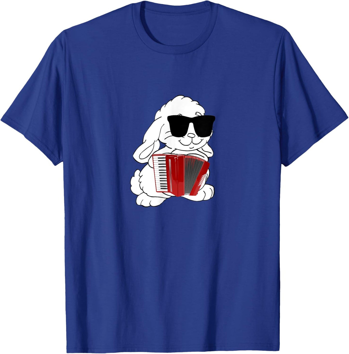 Funny Rabbit Wearing Sunglasses Playing Accordion T-Shirt - T-Shirt | Royal
