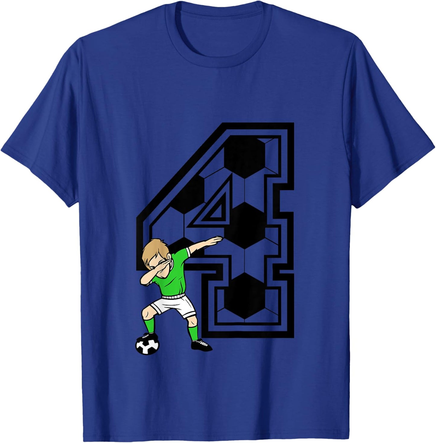 Kids 4 Year Old Boy Soccer Player 4th Birthday Kids T-Shirt - T-Shirt | Royal