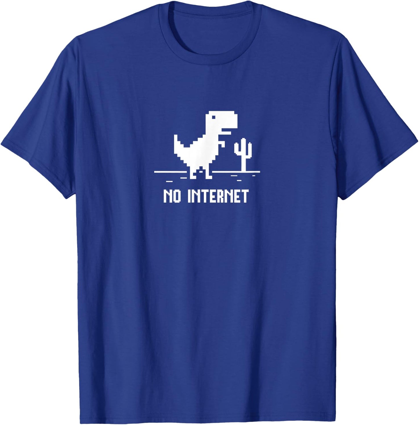 Pixel Art T-Rex Dinosaur for Coders "No Internet" T-Shirt - T-Shirt | Royal