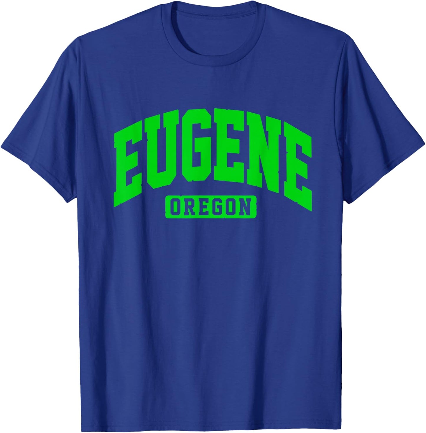 Eugene Oregon Green Block Athletic College Sports Team Style T-Shirt - T-Shirt | Royal