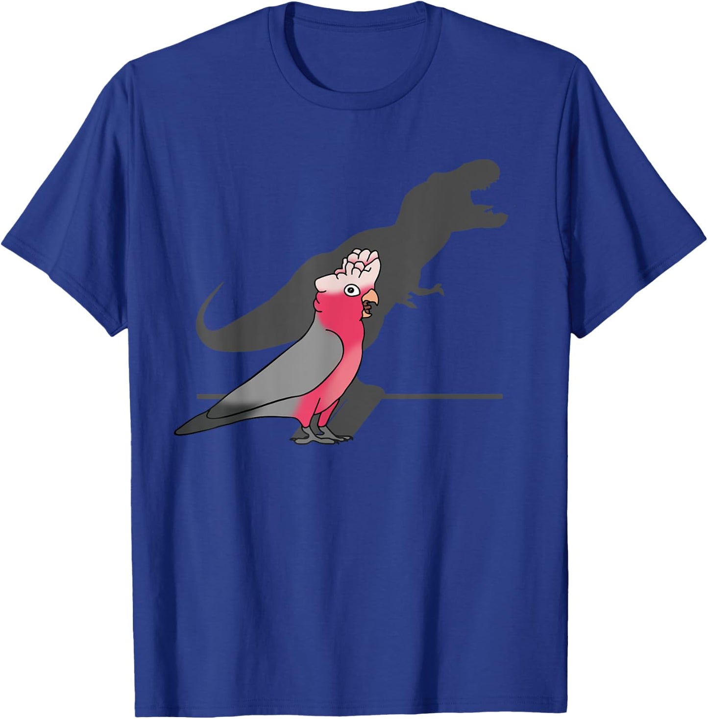 Funny Dinosaur shadow, T-rex rose-breasted Galah cockatoo T-Shirt - T-Shirt | Royal
