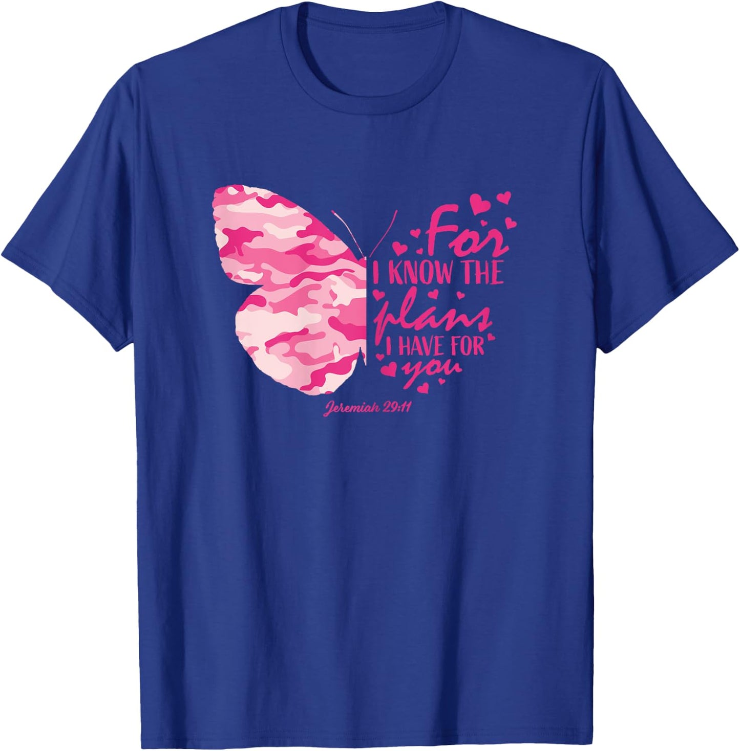 Pink Camo Butterfly Gifts Christian Bible Verse Hope Graphic T-Shirt - T-Shirt | Royal