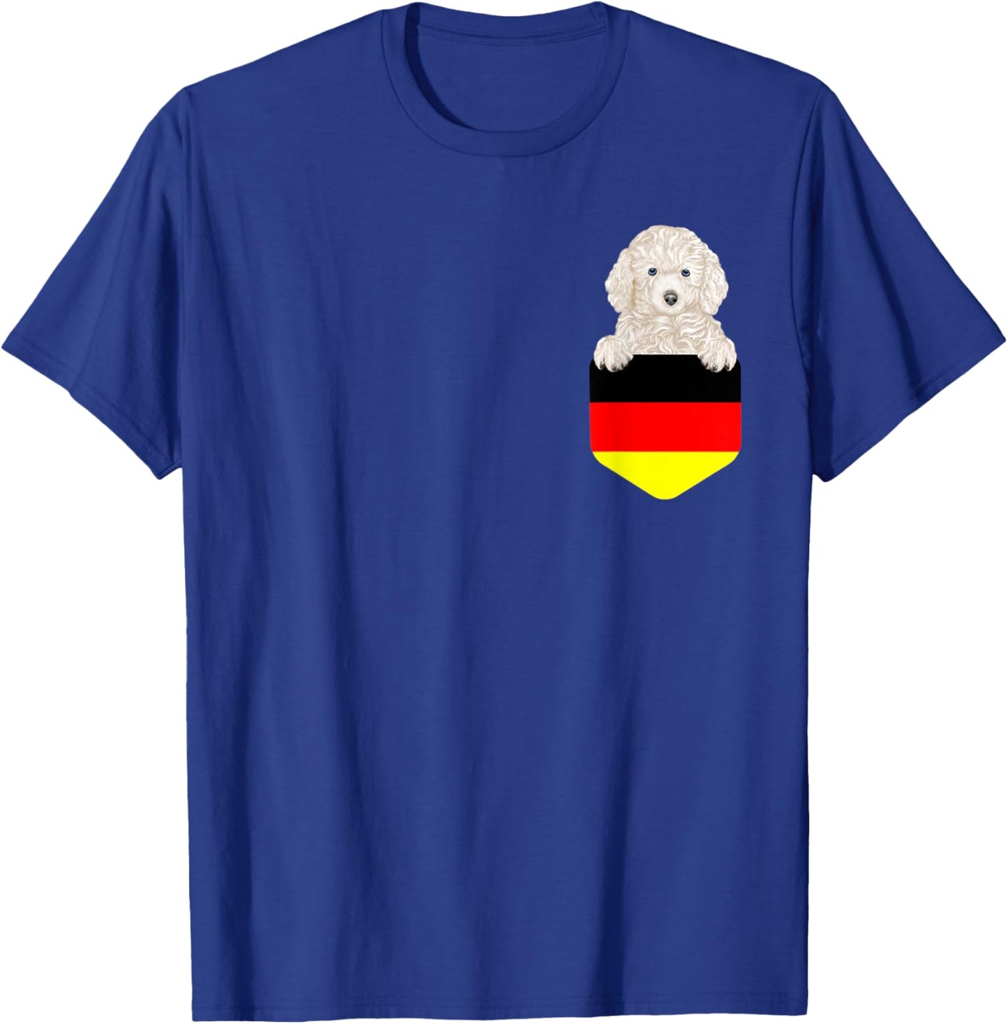 Germany Flag White Poodle Dog In Pocket T-Shirt - T-Shirt | Royal