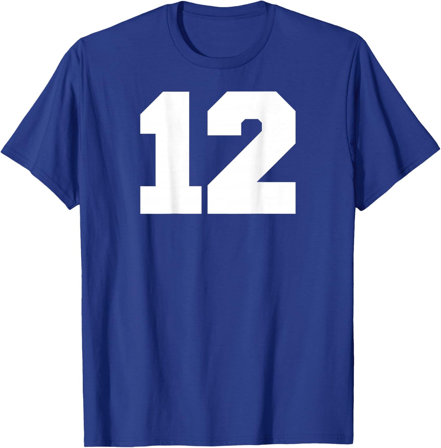Number 12 Sports Jersey Player #12 Fan BACK PRINT Varsity T-Shirt - T-Shirt | Royal