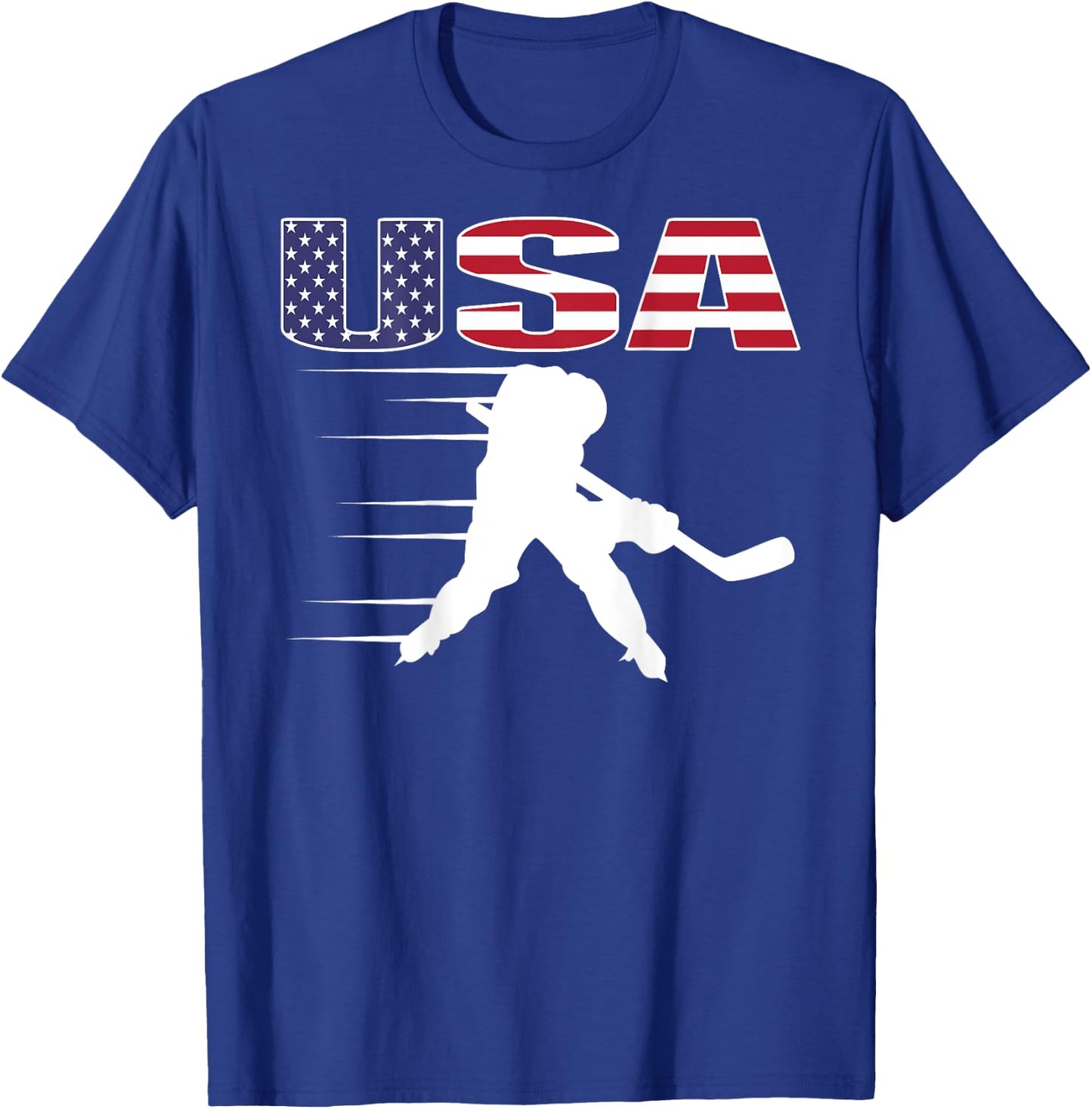 America Ice Hockey Lovers Jersey - USA Flag Hockey Team Fans Women Kids Men T-Shirt - T-Shirt | Royal
