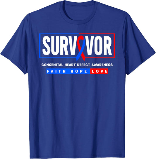 CHD Survivor Shirt - CHD Congenital Heart Defect Awareness T-Shirt - T-Shirt | Royal