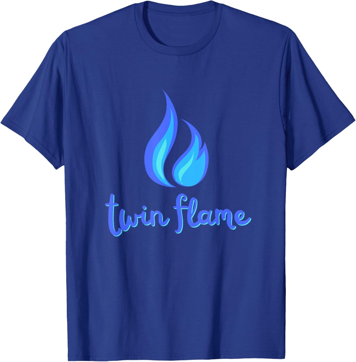 Twin Flame Soule Mate (Blue Fire Flame Cursive Design) T-Shirt - T-Shirt | Royal