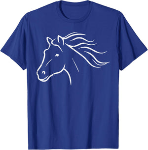 Minimal Horse Head Animal Riding Equestrian Men Women Kids T-Shirt - T-Shirt | Royal