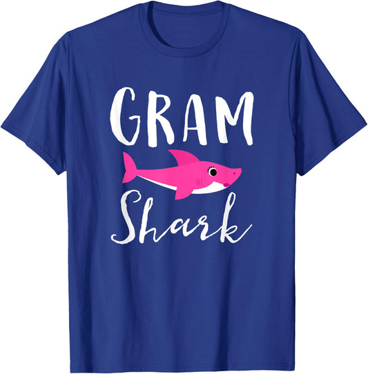Gram Shark Grandma Grandmother Pink Shark Graphic T-Shirt - T-Shirt | Royal