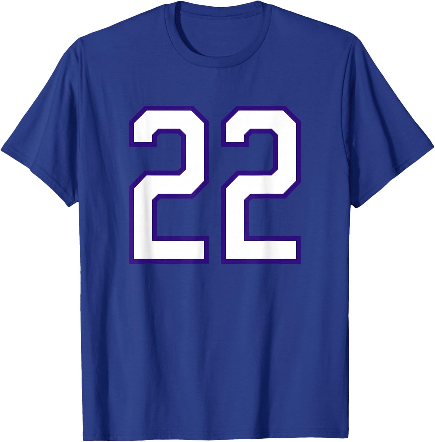 White Purple Sports Team Number #22 T-Shirt - T-Shirt | Royal