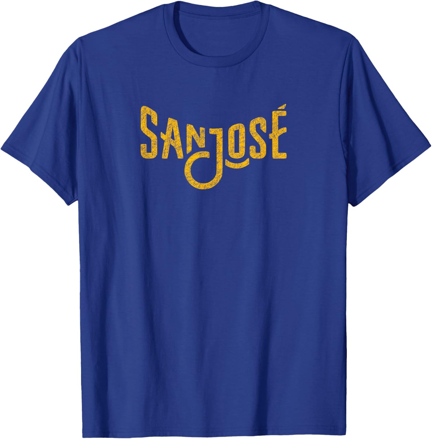 San Jose Logo Distressed (Yellow) - San Jose, California T-Shirt - T-Shirt | Royal