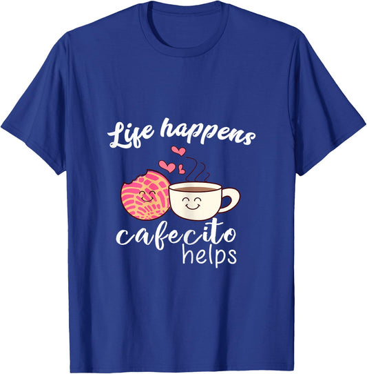 Cafe Conchas Funny Cute Spanish Pun Coffee T-Shirt - T-Shirt | Royal