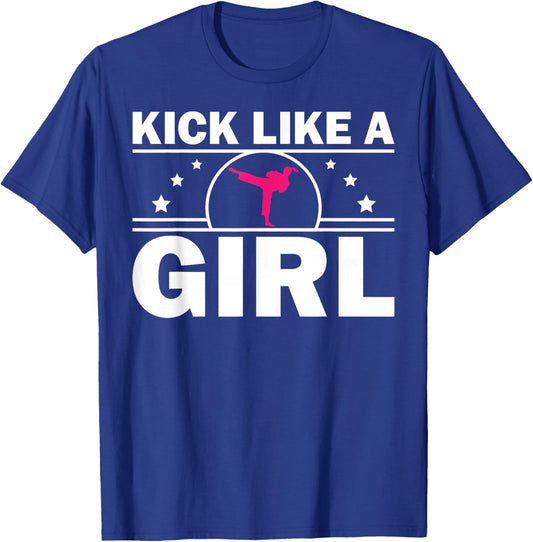 Cool Karate Gift Kickboxing Karate Lover Taekwondo Cute Karate Design For Girls Women Kids Martial Arts Kung Fu T-Shirt - T-Shirt | Royal