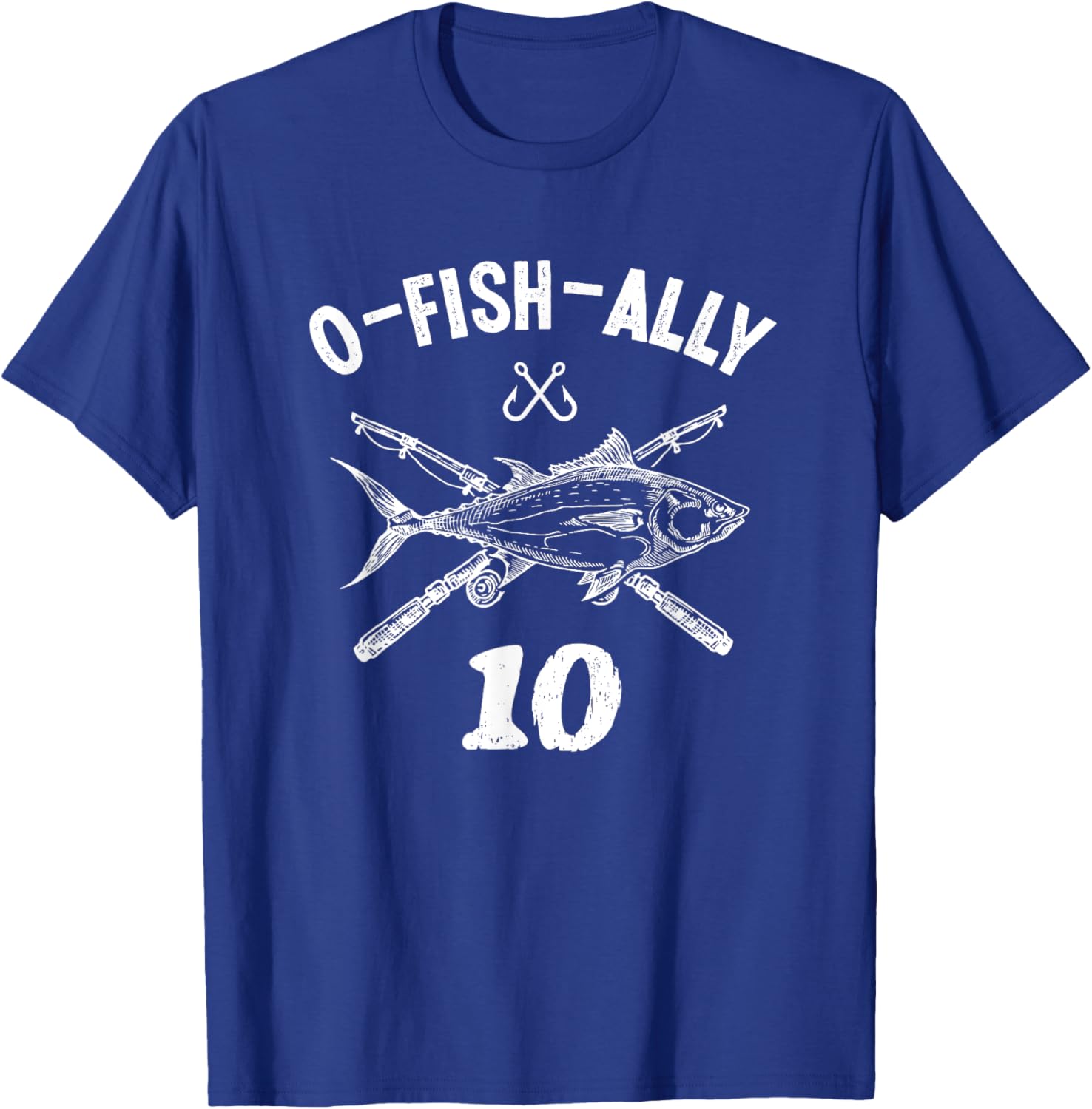 Ofishally 10 Years Old 10th Birthday Fishing Gift T-Shirt - T-Shirt | Royal