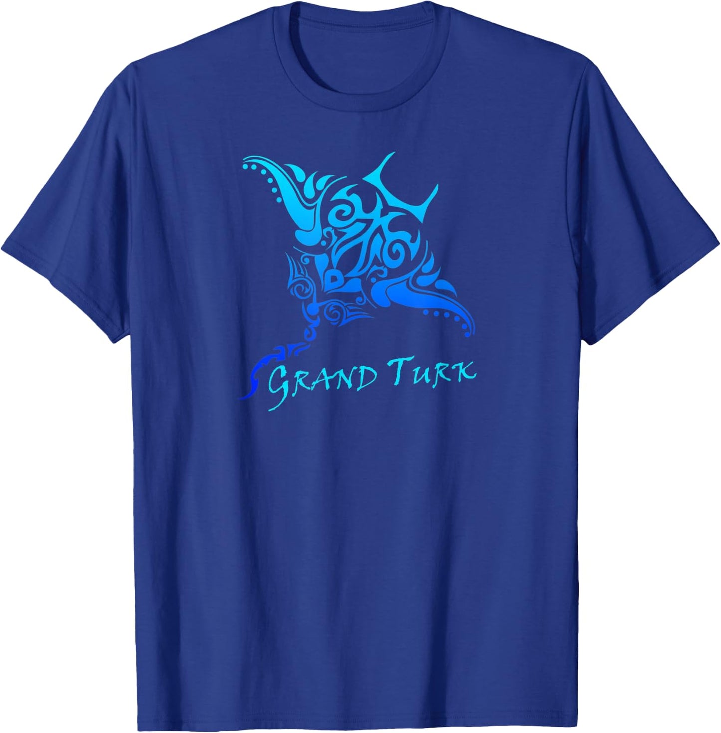 Grand Turk, Turks & Caicos Vintage Tribal Manta Ray Vacation T-Shirt - T-Shirt | Royal