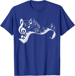 Music Notes Keyboard Pianist Classical Musician Piano T-Shirt - T-Shirt | Royal