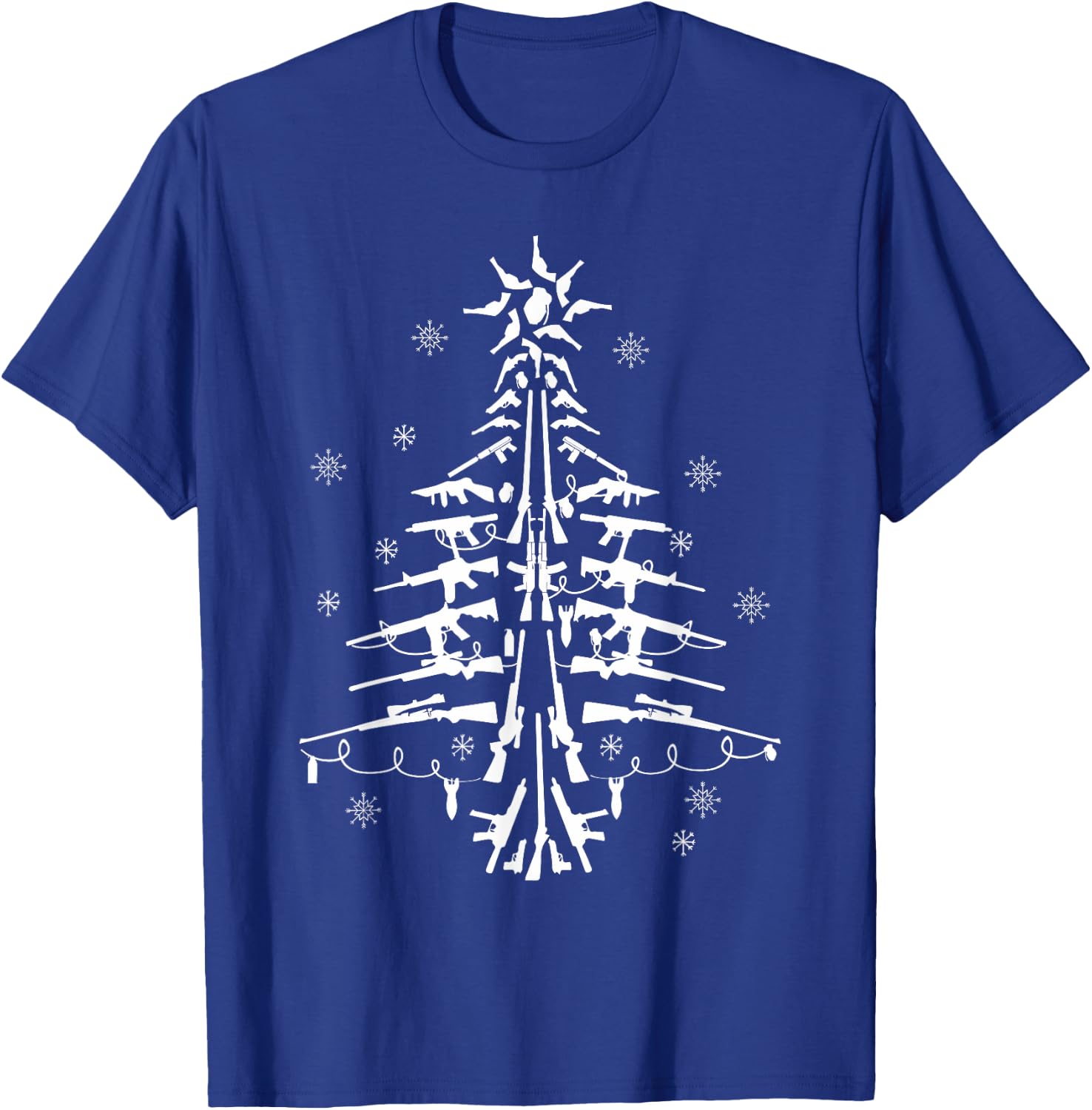 Guns Christmas Tree Xmas Gifts Military Veteran T-Shirt - T-Shirt | Royal
