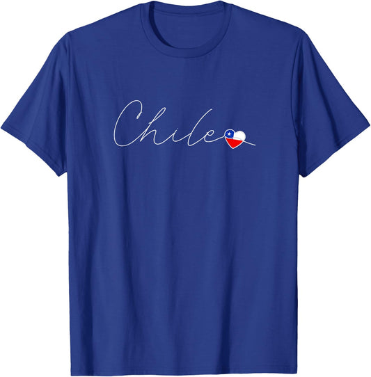 Chile Love Chilean Flag and Heart on Chile T-Shirt - T-Shirt | Royal
