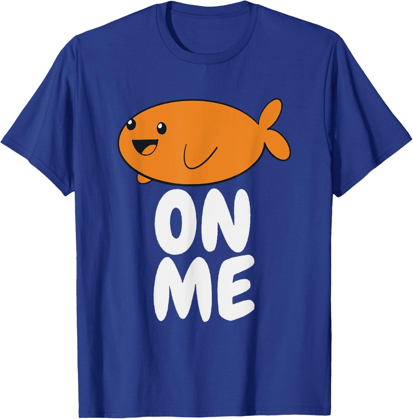 Gift Kids Fish On Me -Kids Black Cartoon Fish Small T-Shirt - T-Shirt | Royal