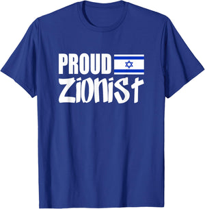 Israeli-Support-Team Proud Zionist , Black, Small, , Short Sleeve, Modern Classic Fit, Flag of Israel T-Shirt - T-Shirt | Royal