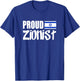 Israeli-Support-Team Proud Zionist , Black, Small, , Short Sleeve, Modern Classic Fit, Flag of Israel T-Shirt - T-Shirt | Royal