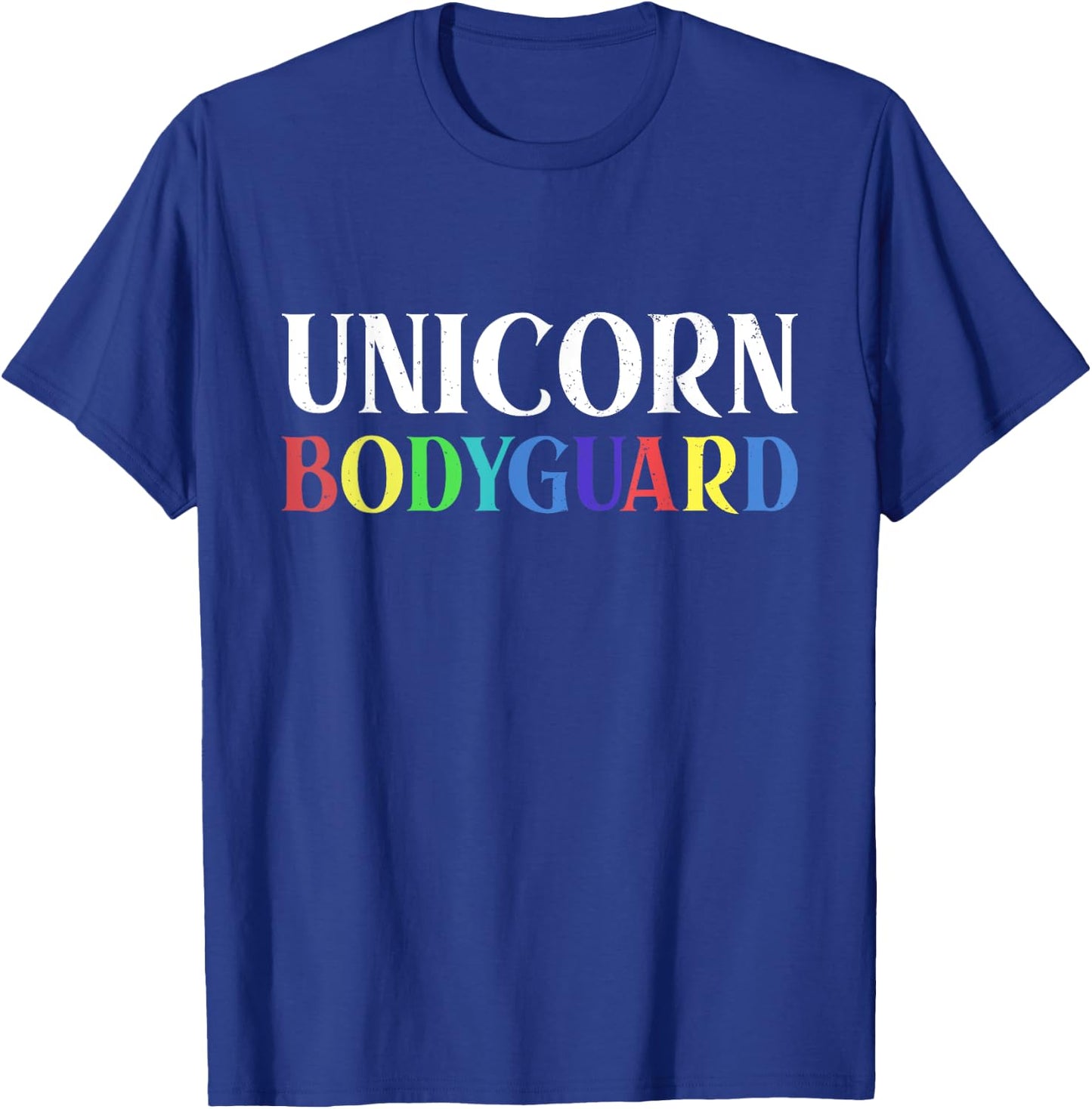 Unicorn Bodyguard Halloween Dad Mom Daughter Distressed T-Shirt - T-Shirt | Royal