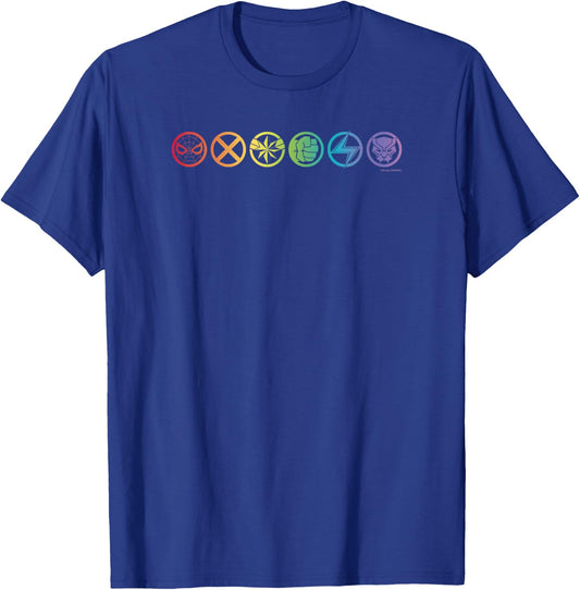 Marvel Group Shot Rainbow Logo Light Up T-Shirt - T-Shirt | Royal