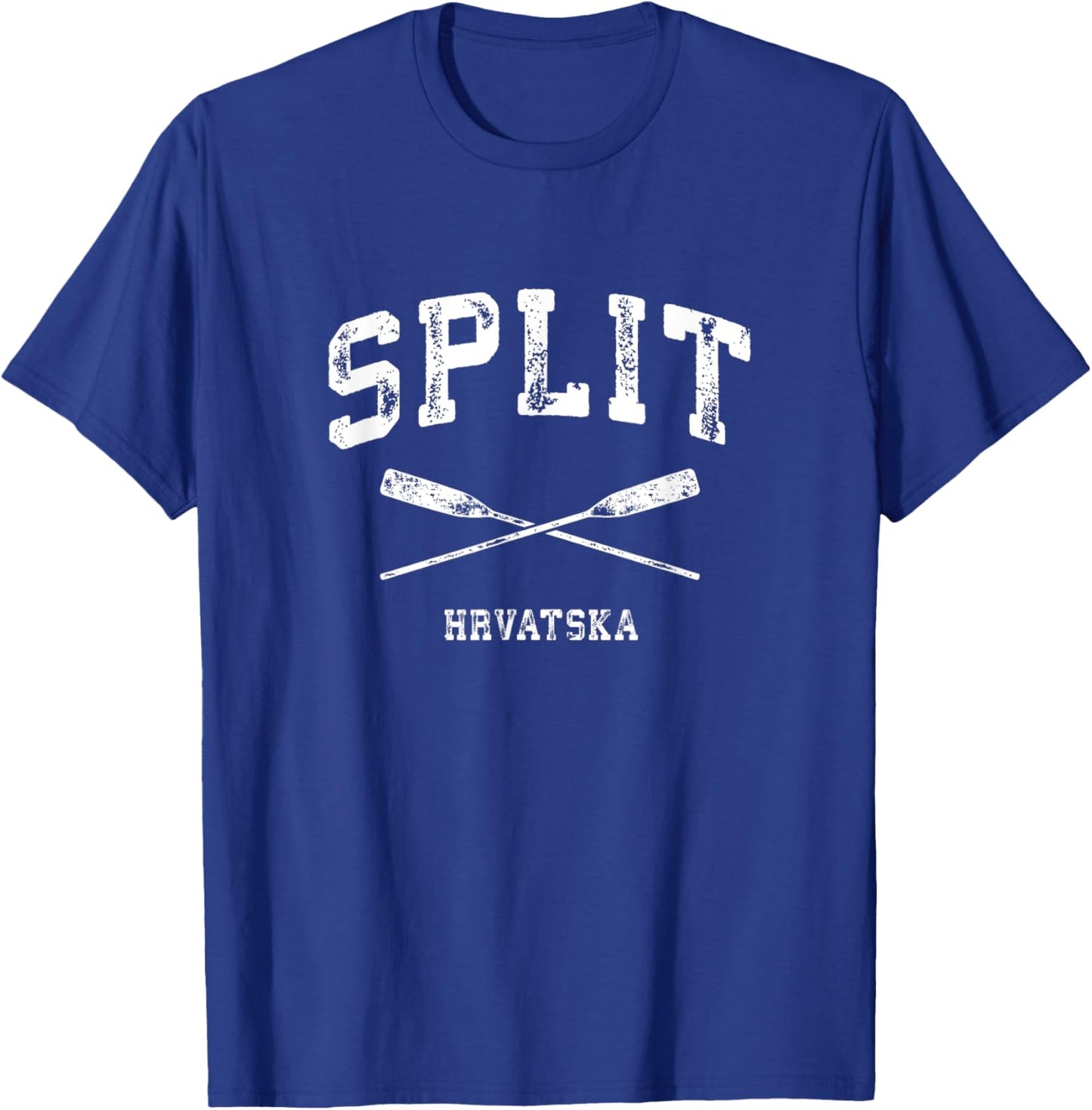Split Croatia Vintage Nautical Crossed Oars T-Shirt - T-Shirt | Royal