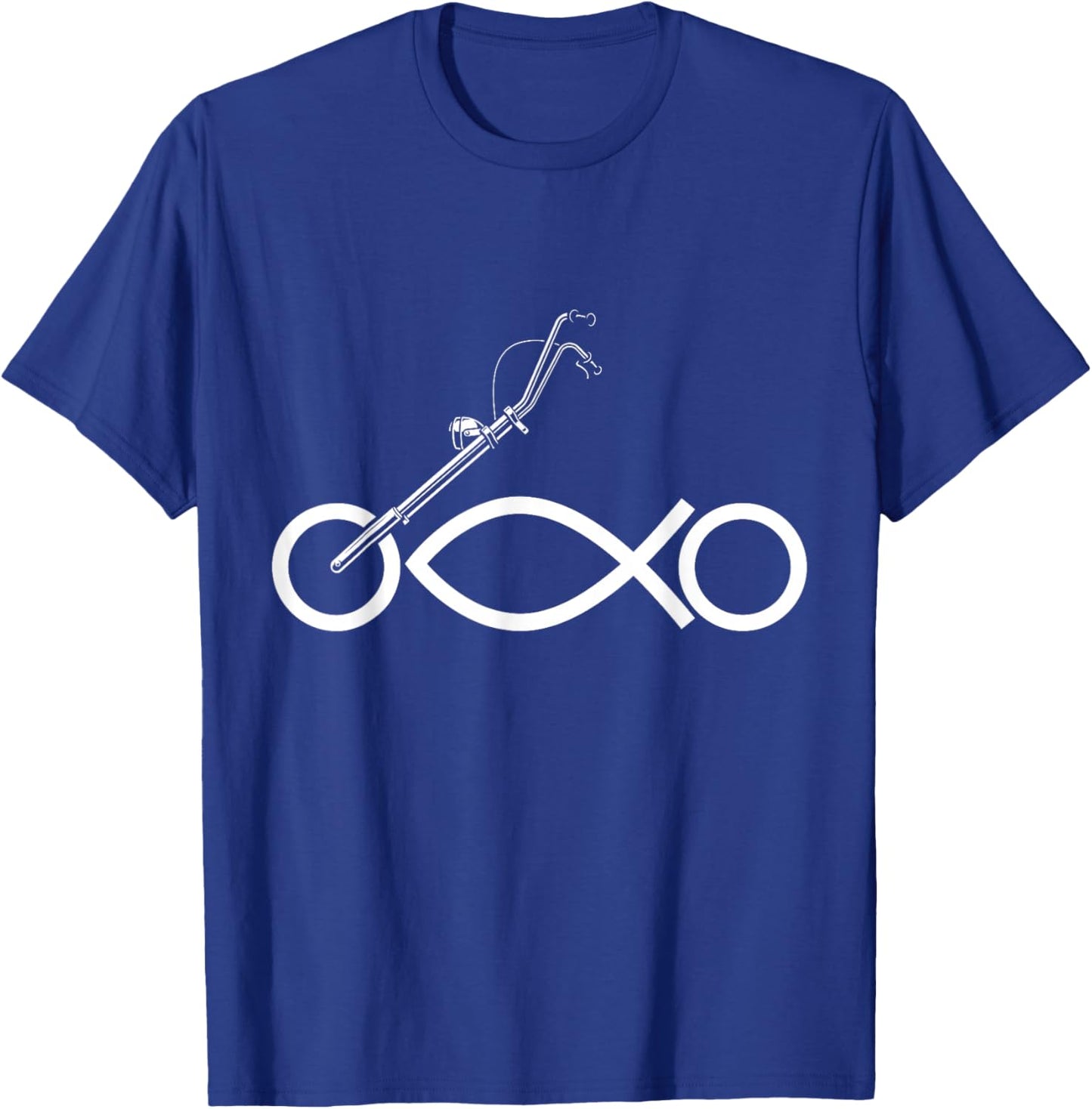 Christian Motorcycle Biker Ichthus Faith T-Shirt - T-Shirt | Royal
