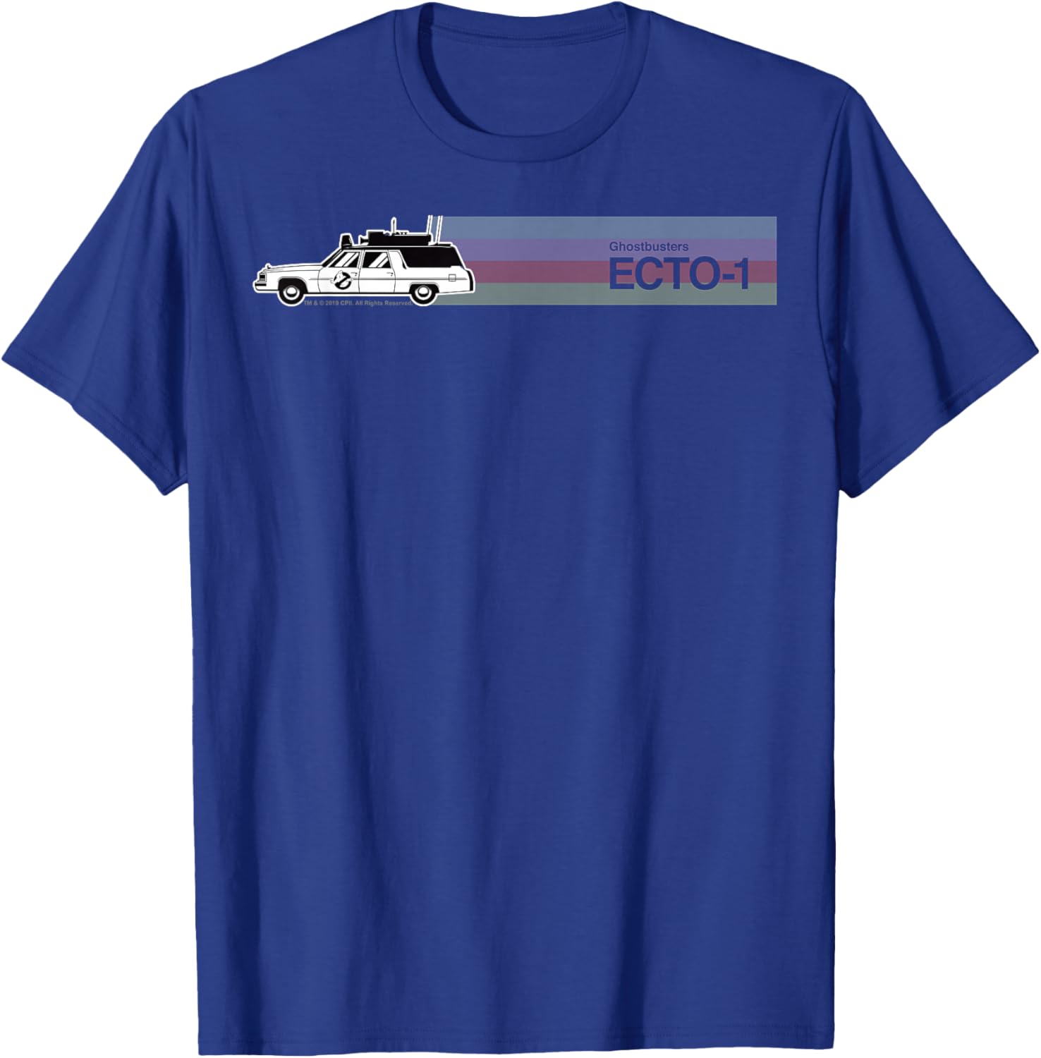 Ghostbusters ECTO-1 Colourful Striped Rainbow Portrait T-Shirt - T-Shirt | Royal