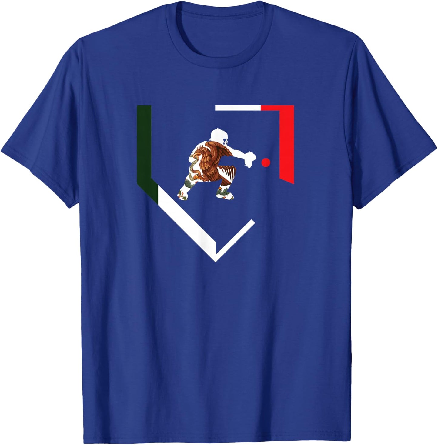 Mexico Baseball Hind Catcher Mexican Flag Little Leaguer Mex T-Shirt - T-Shirt | Royal