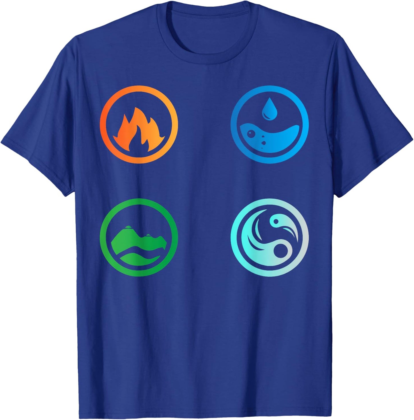 Earth, Water, Fire, Air , The Four Elements T-Shirt - T-Shirt | Royal