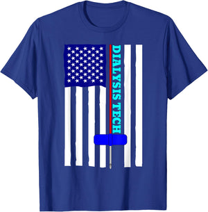 Dialysis Tech CCHT American Flag Needle Design T-Shirt - T-Shirt | Royal