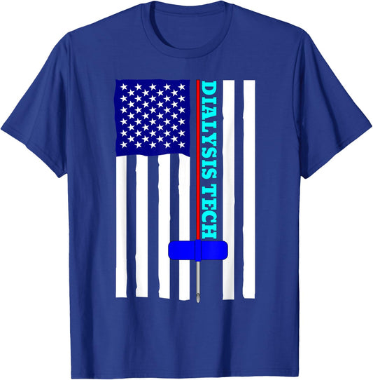 Dialysis Tech CCHT American Flag Needle Design T-Shirt - T-Shirt | Royal
