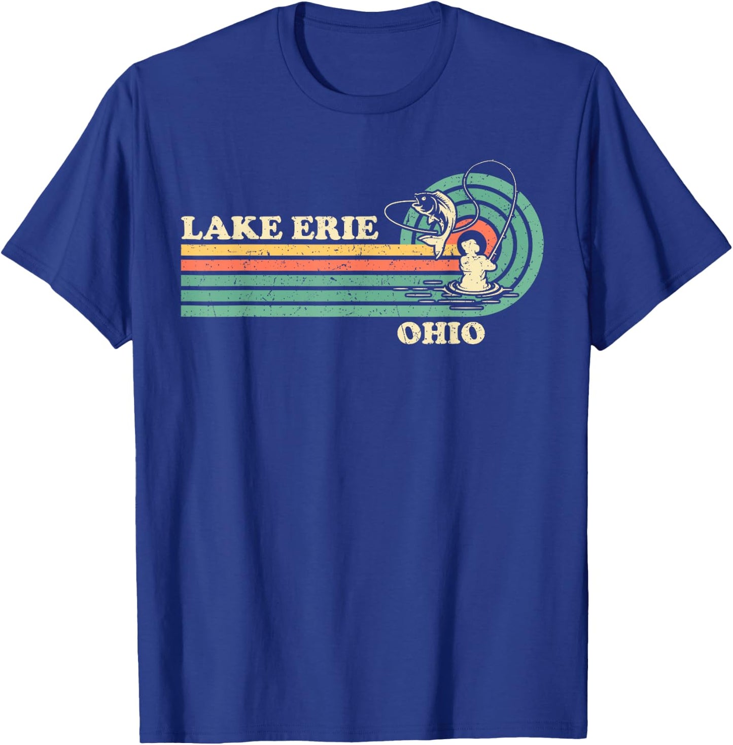 Vintage Retro Summer Fishing Ohio Erie Lake T-Shirt - T-Shirt | Royal