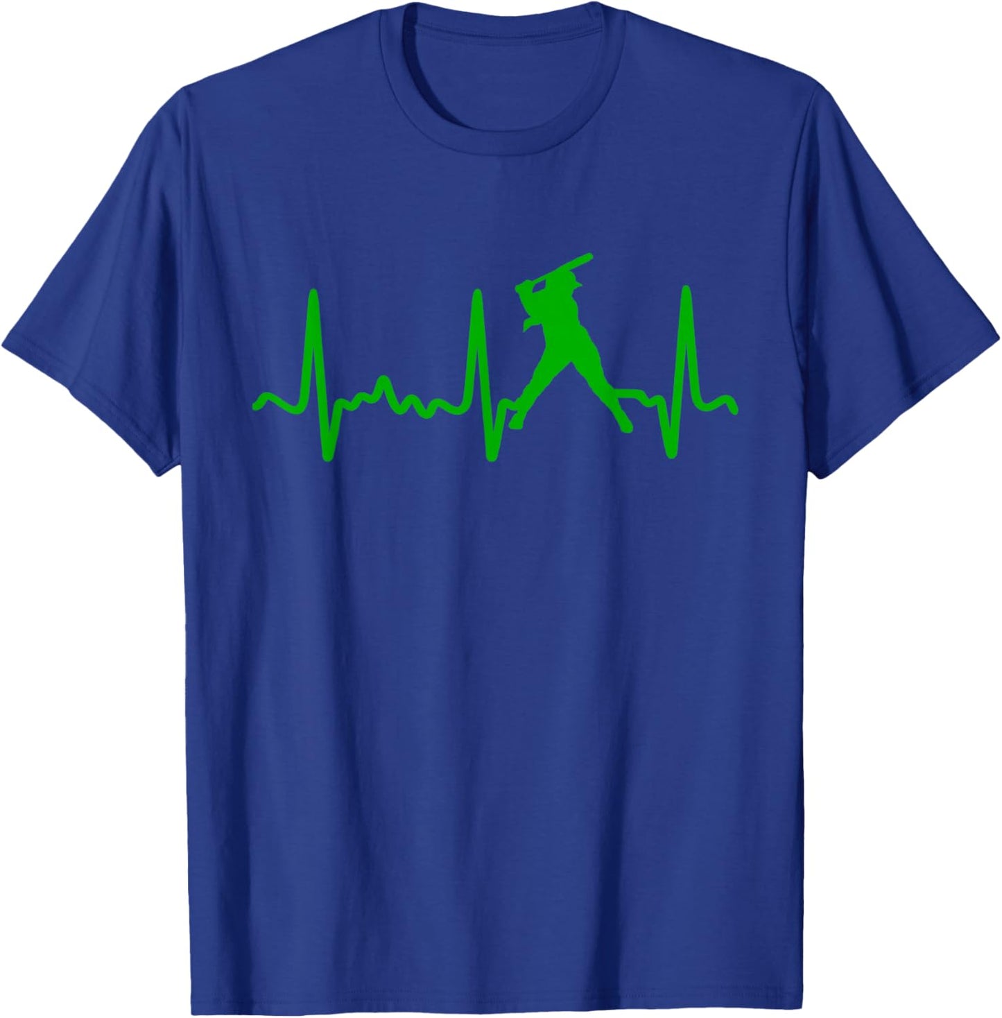 Green Softball Batter Heartbeat T-Shirt - T-Shirt | Royal