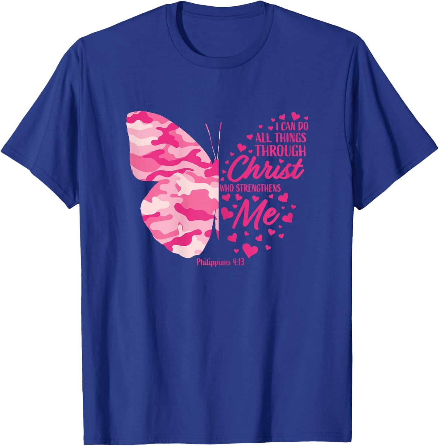 Cute Pink Camo Gifts Women Girls Christian Butterfly Graphic T-Shirt - T-Shirt | Royal