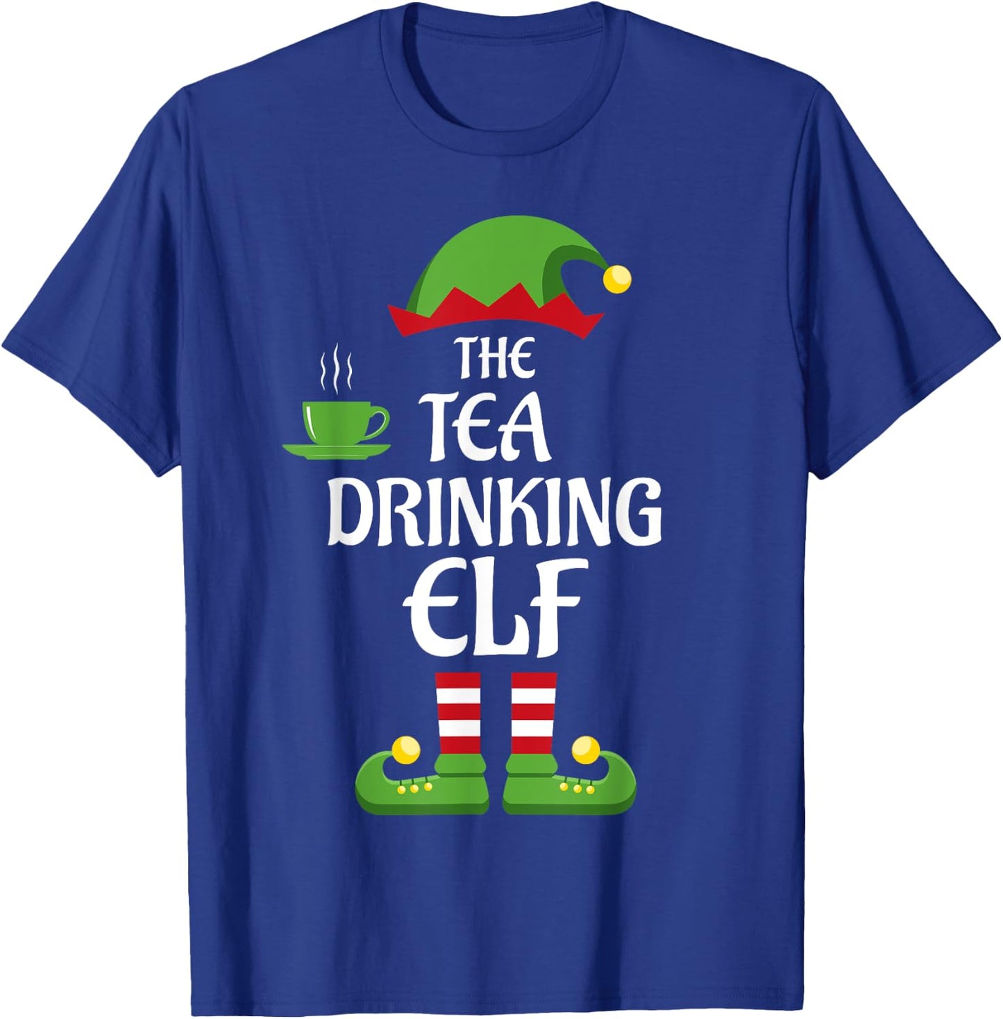 Tea Drinking Elf Family Matching Group Christmas T-Shirt - T-Shirt | Royal
