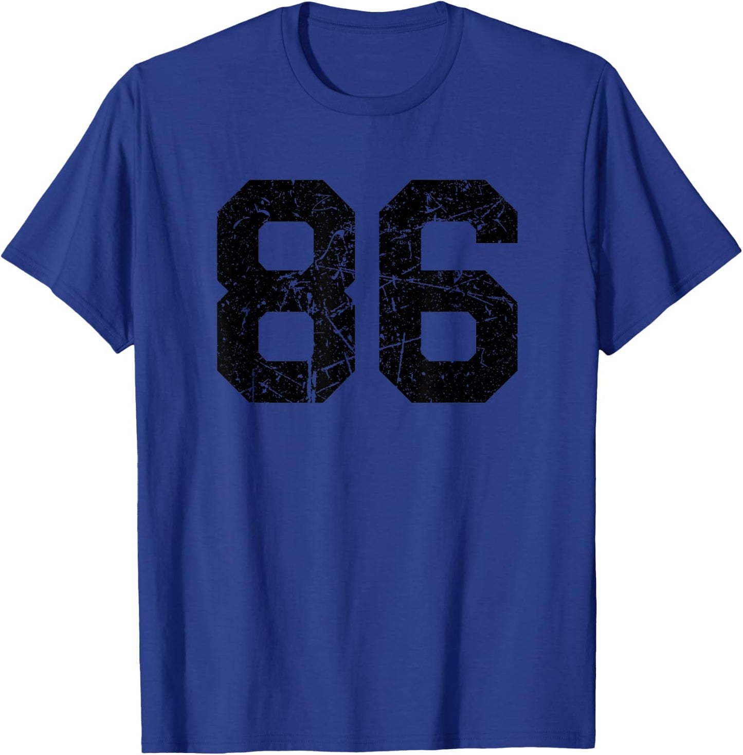 Number #86 Sport Black Distressed Number T-Shirt - T-Shirt | Royal