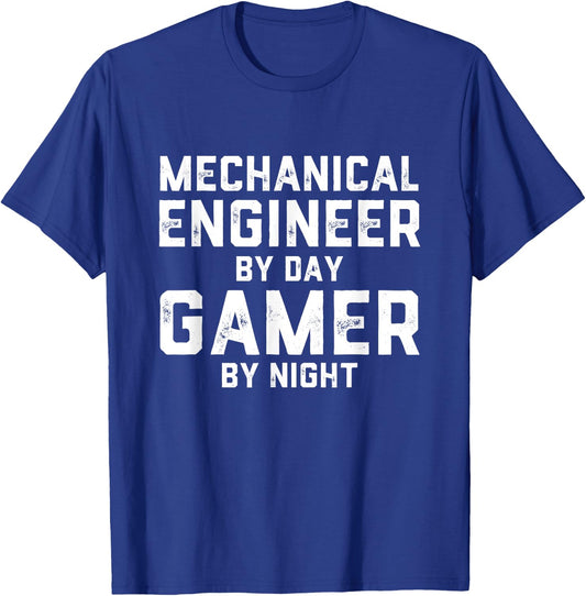 Mechanical Engineer by Day Gamer by Night Meme for Engineers T-Shirt - T-Shirt | Royal