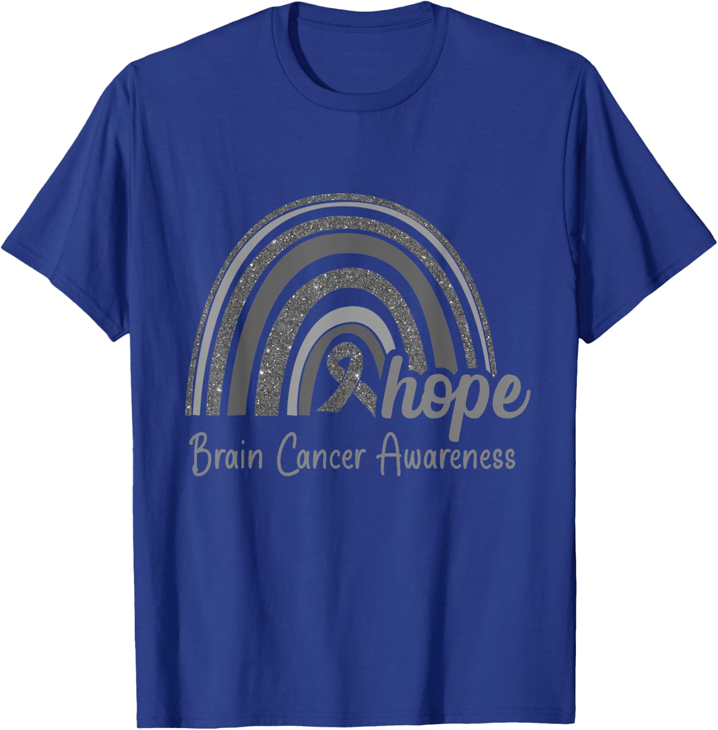 Brain Cancer Awareness Hope Rainbow T-Shirt - T-Shirt | Royal