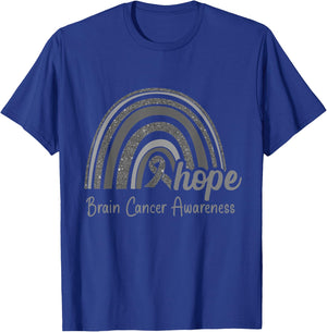 Brain Cancer Awareness Hope Rainbow T-Shirt - T-Shirt | Royal