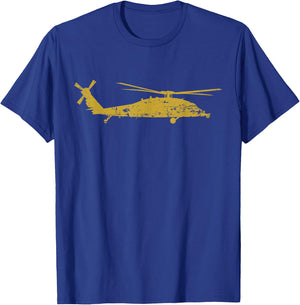 MH-60S Military Helicopter Silhouette Distressed Design T-Shirt - T-Shirt | Royal