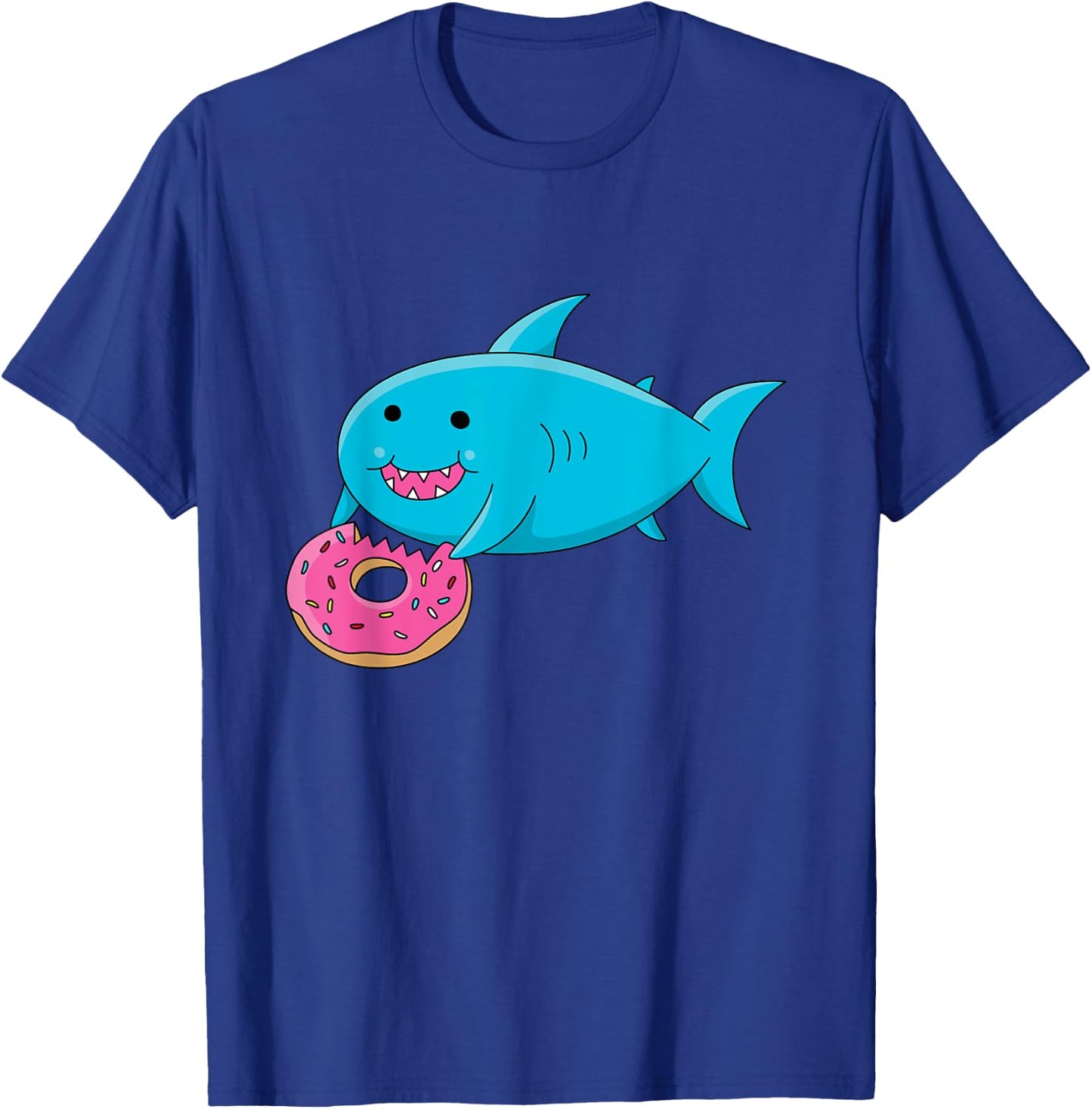 Cute Fat Shark Eating a Donut T shirt T-Shirt - T-Shirt | Royal