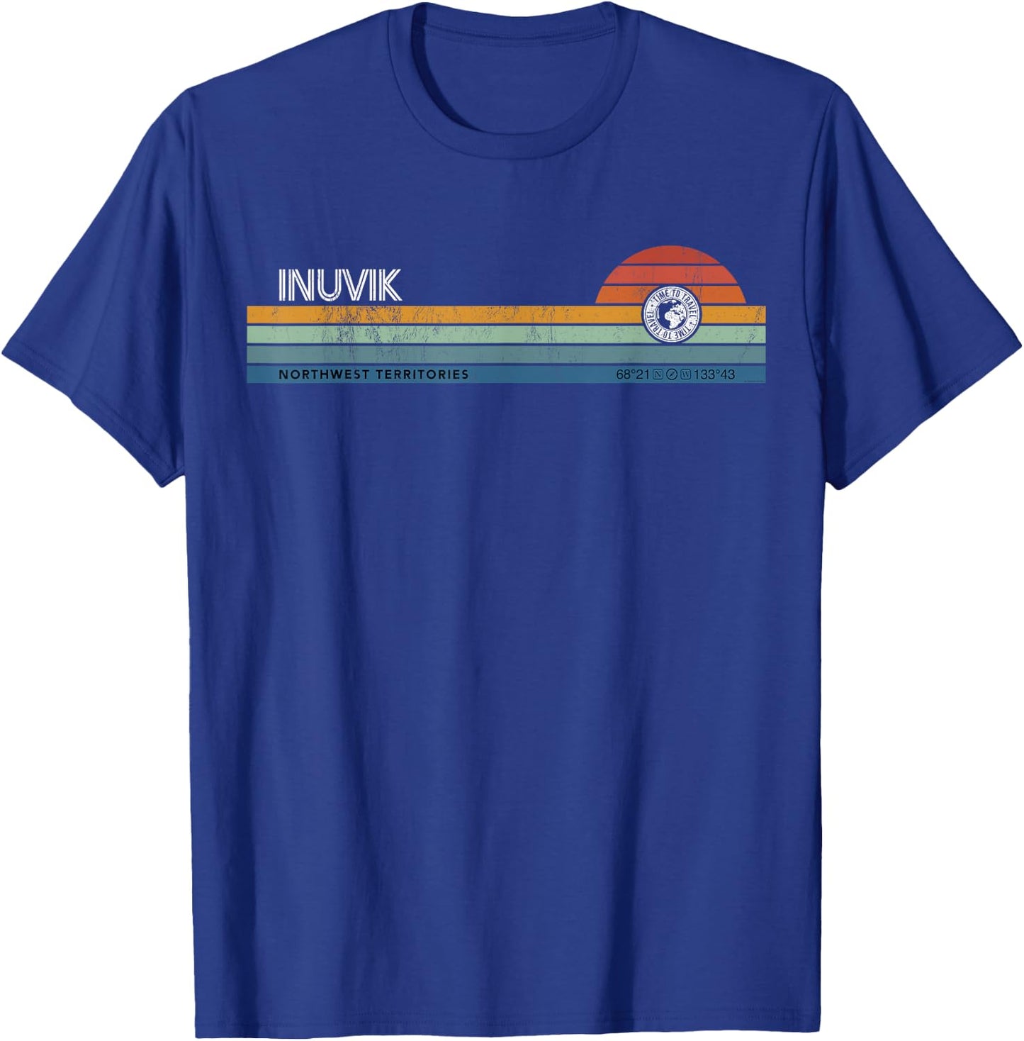 Inuvik Northwest Territories Canada Retro Sunset Rainbow T-Shirt - T-Shirt | Royal