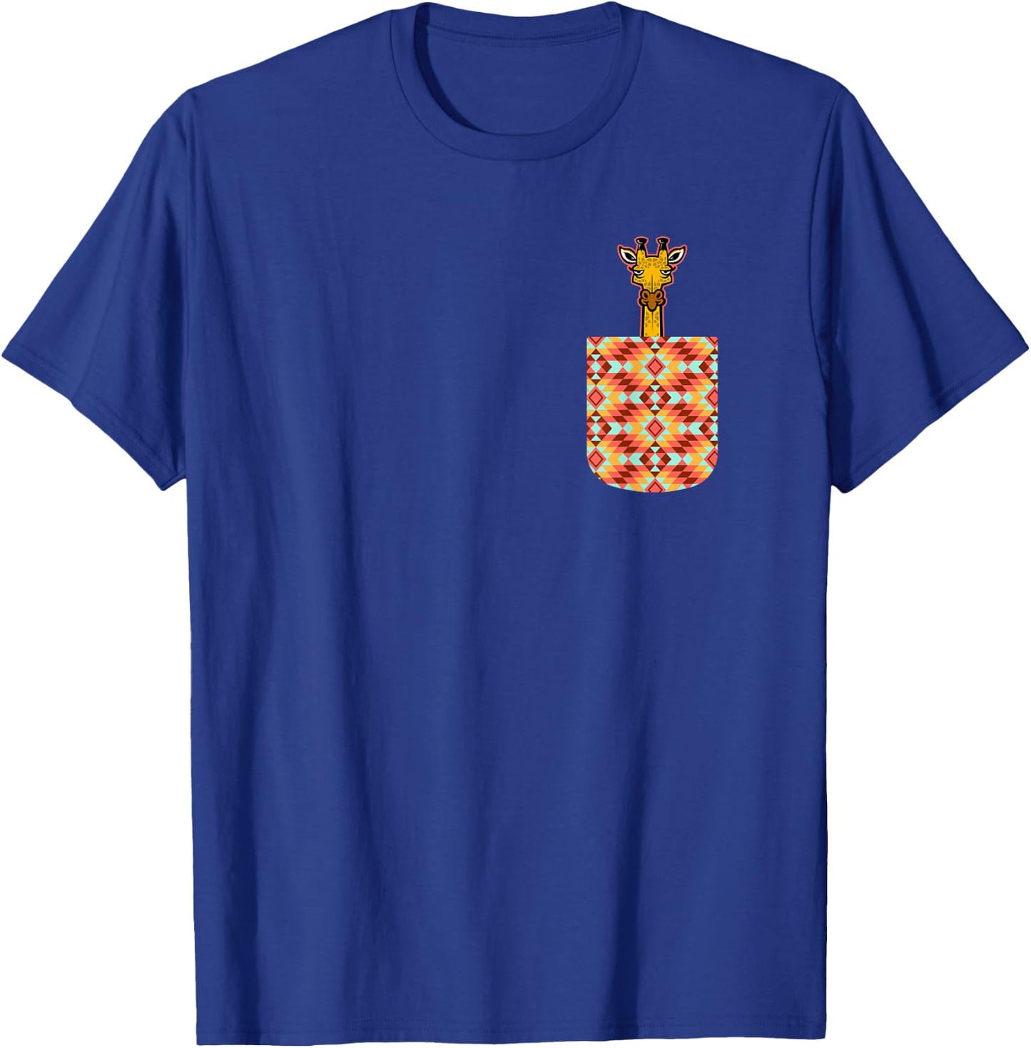 Giraffe Fake Pocket Print Giraffe Lover Zoo Animal Wildlife T-Shirt - T-Shirt | Royal