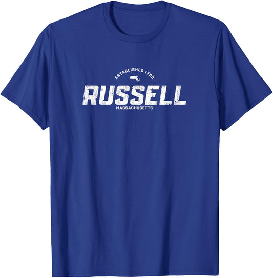 Russell Massachusetts MA Vintage Athletic Sports Logo T-Shirt - T-Shirt | Royal
