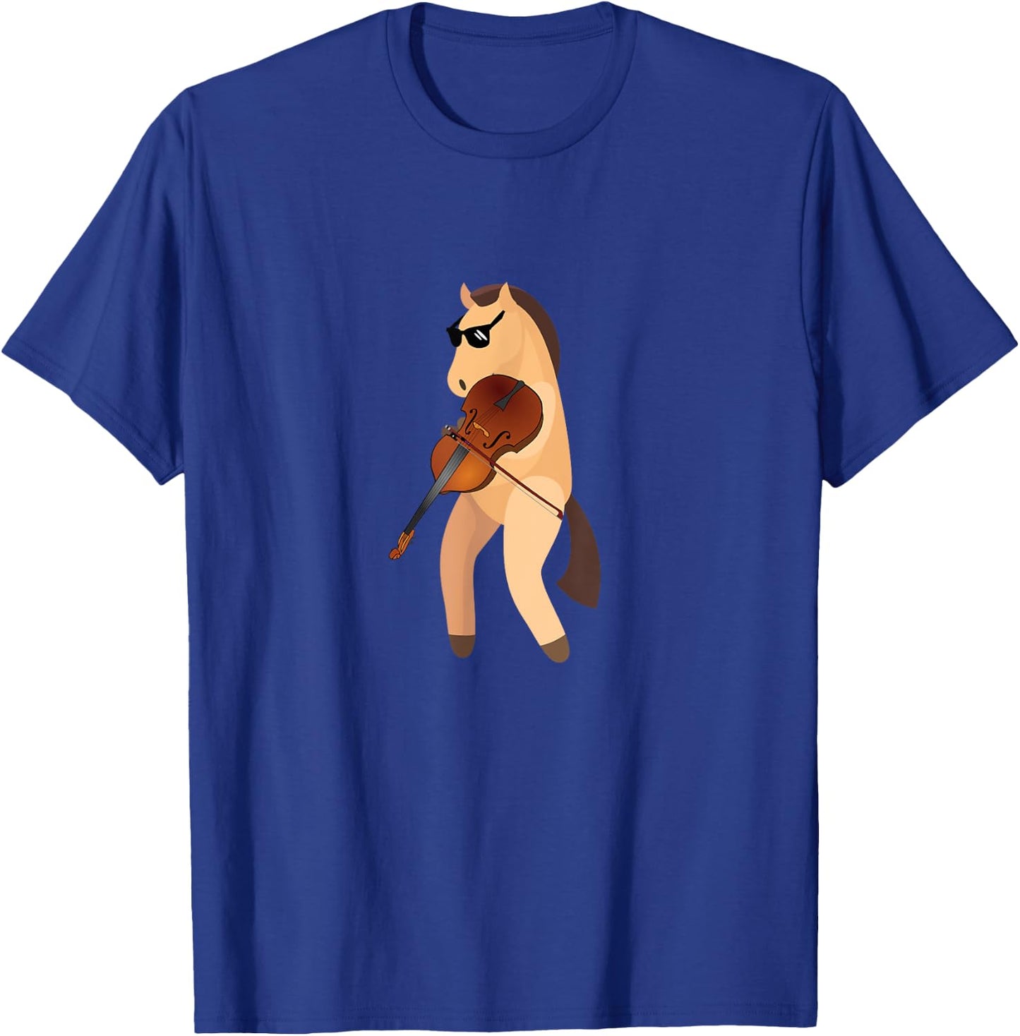 Funny Horse Wearing Sunglasses Playing Violin T-Shirt - T-Shirt | Royal
